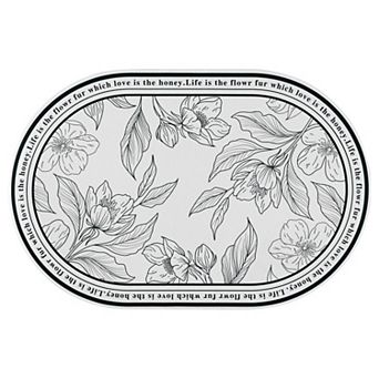 Rubber Non-Slip Quick Dry Rugs Washable Oval Floor Bath Mat, 16" x 24"