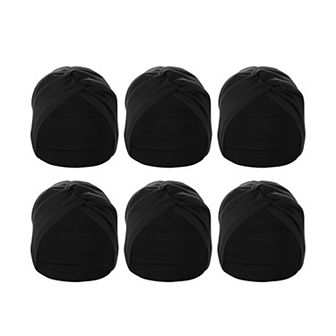 6 pc Yoga Elastic Headbands Knotted Head Wraps 6.89inch Wide Black for Women