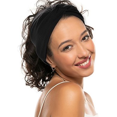 6pcs Yoga Elastic Headbands Knotted Head Wraps 6.89inch Wide Black for Women