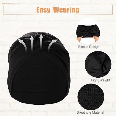 6pcs Yoga Elastic Headbands Knotted Head Wraps 6.89inch Wide Black for Women