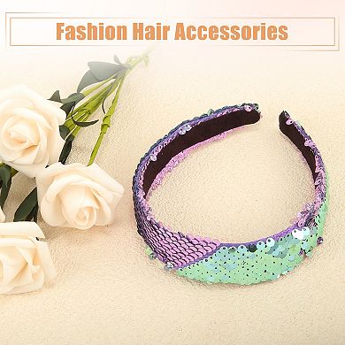 Sequin Headband Sparkle Headbands Shiny Elastic Fashion Headbands Purple Green