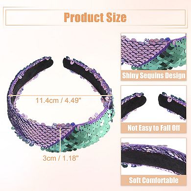 Sequin Headband Sparkle Headbands Shiny Elastic Fashion Headbands Purple Green