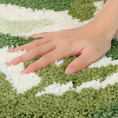 Soft Plush Non Slip Printing Bathroom Mat Quick Dry Reversible Microfiber Bath Rugs, 16" X 24"