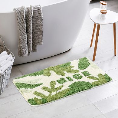 Soft Plush Non Slip Printing Bathroom Mat Quick Dry Reversible Microfiber Bath Rugs, 16" X 24"