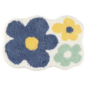 Soft Plush Non Slip Printing Bathroom Mat Quick Dry Reversible Microfiber Bath Rugs, 16" X 24"