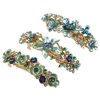 3 pc Hair Barrettes for Women Hair Clips Sparkly Rhinestones Hairpin