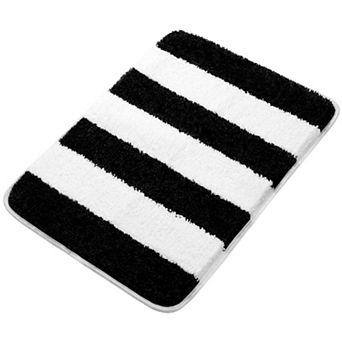 Microfiber Striped Bathroom Rugs Shaggy Soft Thick Water Absorbent Bath Mat, 17" X 24"