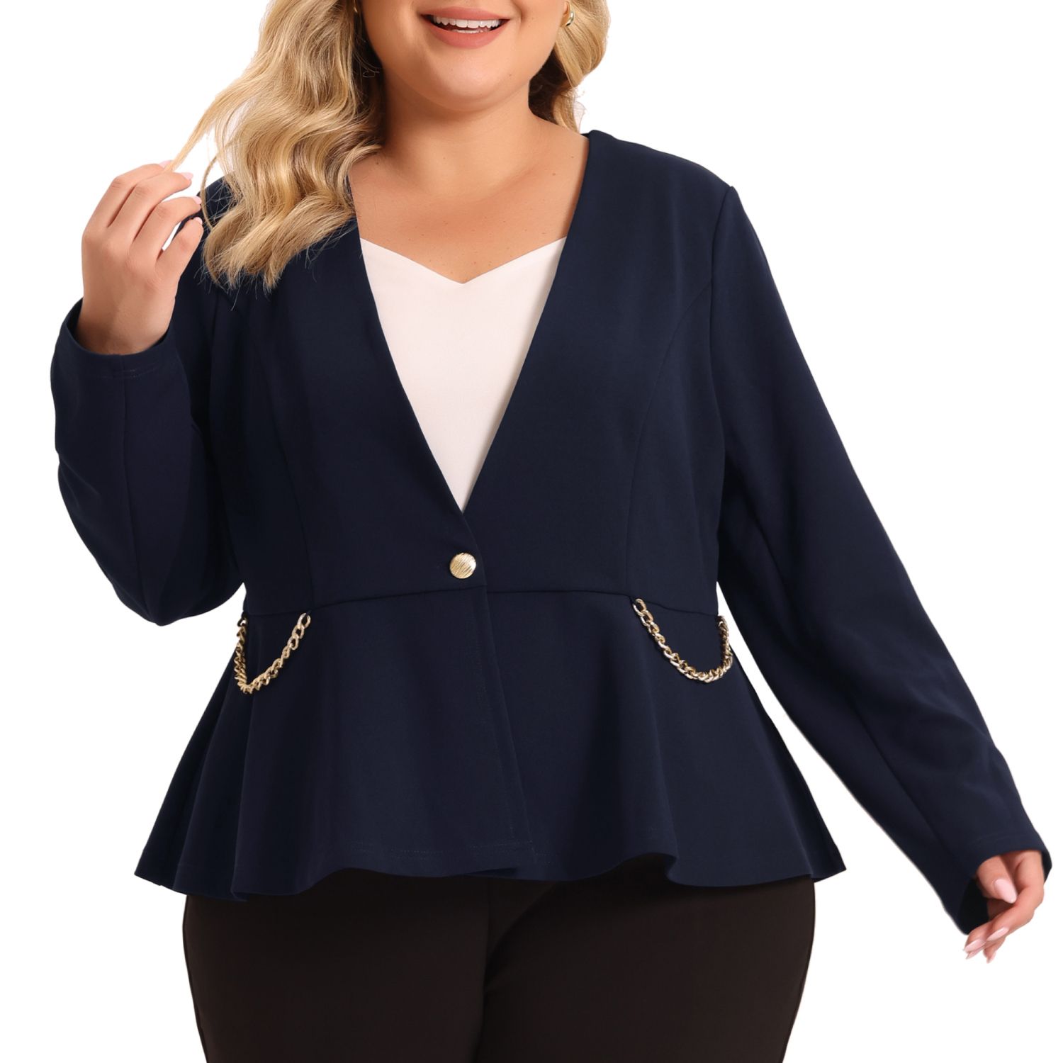 Mindful access Compete plus size peplum peacoat Absay trial disgusting