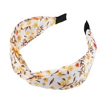 Retro Flower Knotted Headband Non-slip Wide for Girl Women Yellow 5"x2.09"