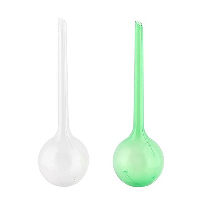 Garden Plant Plastic Self-watering Stick Watering Bulbs Globes Green Clear  2 PCS