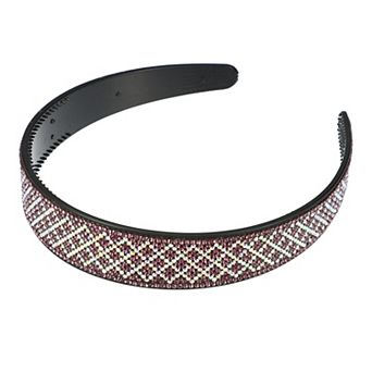 No Slip Rhinestone Wide-brimmed Headband Purple 4.45"x0.98" Classic Style
