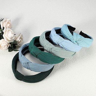 6 Pcs Wide Knotted Headbands Wide Headbands For Women Girl Green Blue 1.18"