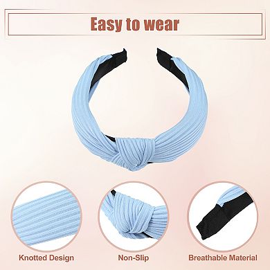 6 Pcs Wide Knotted Headbands Wide Headbands For Women Girl Green Blue 1.18"