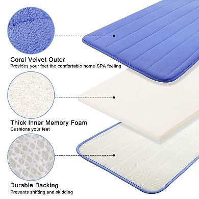 Memory Foam Bathroom Rugs Non-slip And U-shaped Toilet Mat 2 Pcs, 32"x 20" & 24"x 20"