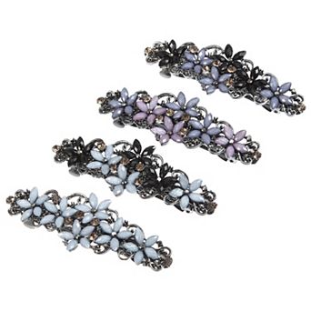4 pc Hair Clips for Women Sparkly Rhinestones Hairpin Multicolor