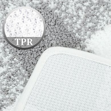 Microfiber Plaid Bathroom Rugs Extra Soft Fluffy Absorbent Bath Rug, 17" X 24"