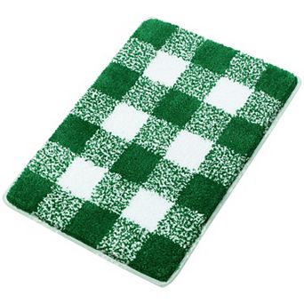 Microfiber Plaid Bathroom Rugs Extra Soft Fluffy Absorbent Bath Rug, 17" X 24"