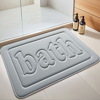 Memory Foam Non Skid Bottom Soft Bath Mat Water Absorbent Quick Dry Bath Carpet Rug, 16" X 24"