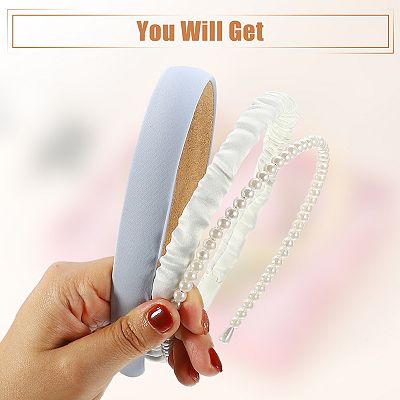 Kohl\'s Cream Pearl Hair Accessory Set 3pcs Fashion Faux Pearls Headbands Set Wedding Faux Pearl  main image 3