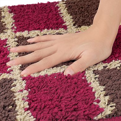 Checked Washable Plush Shaggy Bath Mat , 20" X 32"