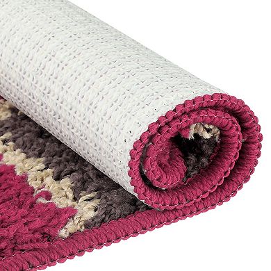 Checked Washable Plush Shaggy Bath Mat , 20" X 32"