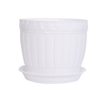 Balcony Garden Hotel Plastic Shape Plant Flower Pot Holder W Tray