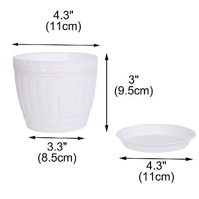 Balcony Garden Hotel Plastic Shape Plant Flower Pot Holder W Tray