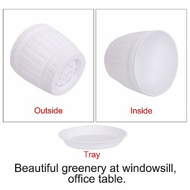 Balcony Garden Hotel Plastic Shape Plant Flower Pot Holder W Tray