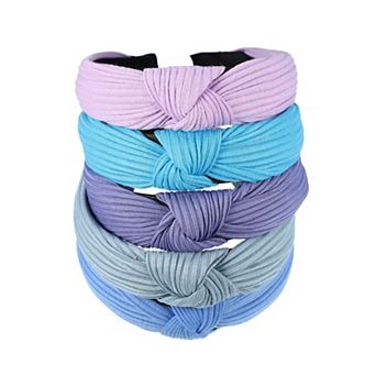 5 pc Wide Knotted Headband Wide Headbands For Women Girl Blue Purple 1.18"