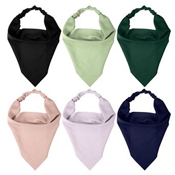 6 pc Hair Scarf Headband Non Slip Navy Blue Black Green Light Greenfor Girl
