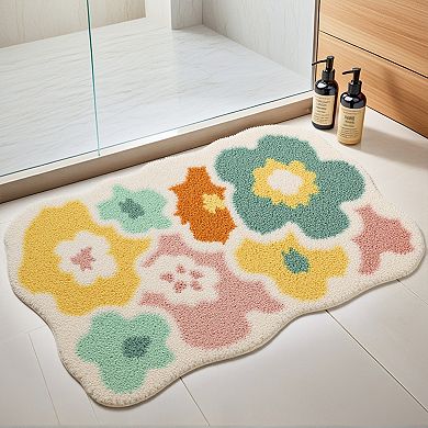 Bathroom Rugs Soft Plush & Fluffy Quick Dry Reversible Non Slip Extra Thick Bath Mats, 16" X 24"