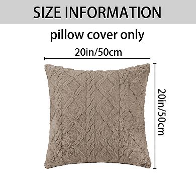 Short Plush Throw Solid Striped Soft Pillow Covers 2 Pcs 20" X 20"