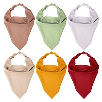6 pc Hair Scarf Headband Non Slip Khaki Pink Wine Red Yellow Gray Green