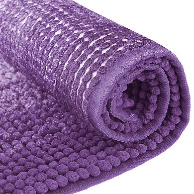 Contrasting Color Striped Non-Slip Plush Shaggy Bath Mat , 20" x 32"