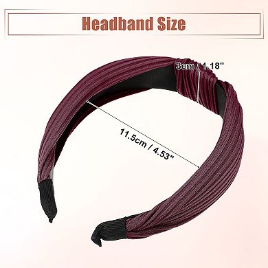 5pcs Wide Knotted Headband For Women Wine Red Gray Navy Blue Black 1.18" Wide