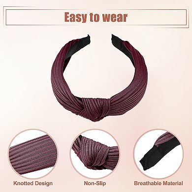 5pcs Wide Knotted Headband For Women Wine Red Gray Navy Blue Black 1.18" Wide