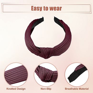 5pcs Wide Knotted Headband For Women Wine Red Gray Navy Blue Black 1.18" Wide