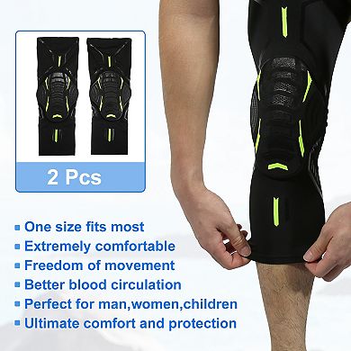 2pcs Compression Knee Braces EVA Padded Leg Sleeves Protector Nylon Black