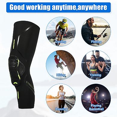 2pcs Compression Knee Braces EVA Padded Leg Sleeves Protector Nylon Black