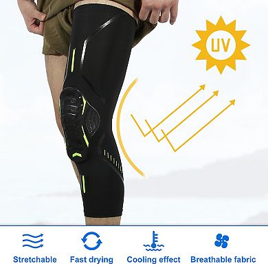 2pcs Compression Knee Braces EVA Padded Leg Sleeves Protector Nylon Black