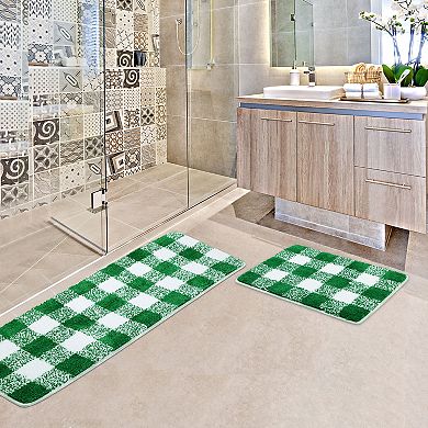 2 Pcs Shaggy Soft Thick&water Absorbent Bath Mat, 17" X 24" & 17" X 47"
