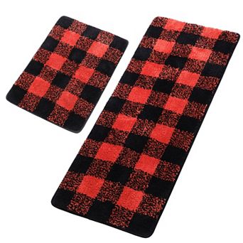 2 pc Shaggy Soft Thick&water Absorbent Bath Mat, 17" X 24" & 17" X 47"