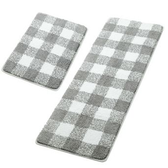2 pc Shaggy Soft Thick&water Absorbent Bath Mat, 17" X 24" & 17" X 47"