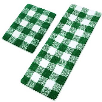 2 pc Shaggy Soft Thick&water Absorbent Bath Mat, 17" X 24" & 17" X 47"