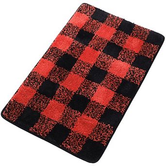 Microfiber Plaid Bathroom Rugs Extra Soft Fluffy Absorbent Bath Rug, 20" X 30"