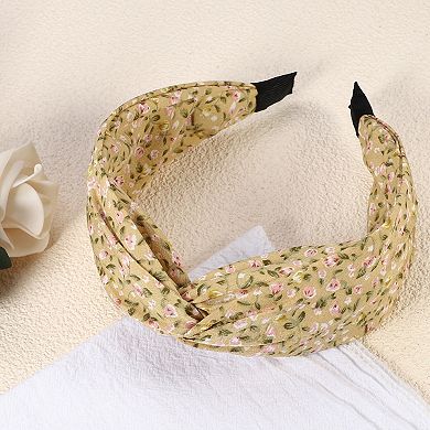 Retro Flower Knotted Headband Non-slip for Girl Yellow Little Flower 5"x2.09"
