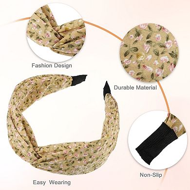 Retro Flower Knotted Headband Non-slip for Girl Yellow Little Flower 5"x2.09"