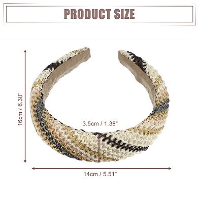 2 Pcs Straw Rattan Sponge Headband Bohemian Style Hair Hoop Assorted Color