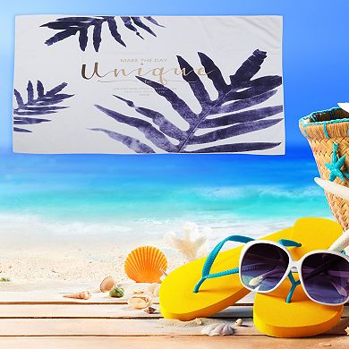 1pcs Soft Absorbent Beach Towel Classic Design For Beach White Purple 55"x28"