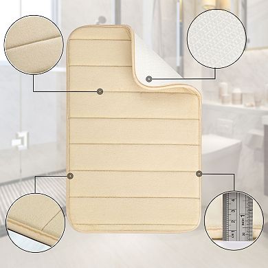 Memory Foam Bath Area Mat Rug With Durable Pvc Backing Set Of 2, 17" X 24"